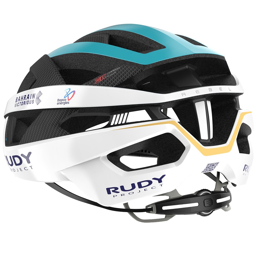 Team Bahrain Victorious Rebel Road Helmet - White/Shiny Teal