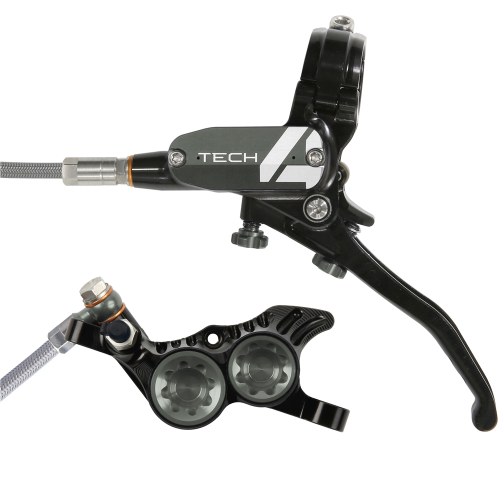 Tech 4 V4 Hydraulic Disc Brake - Braided Hose - Left-Hand/Rear (No Rotor)