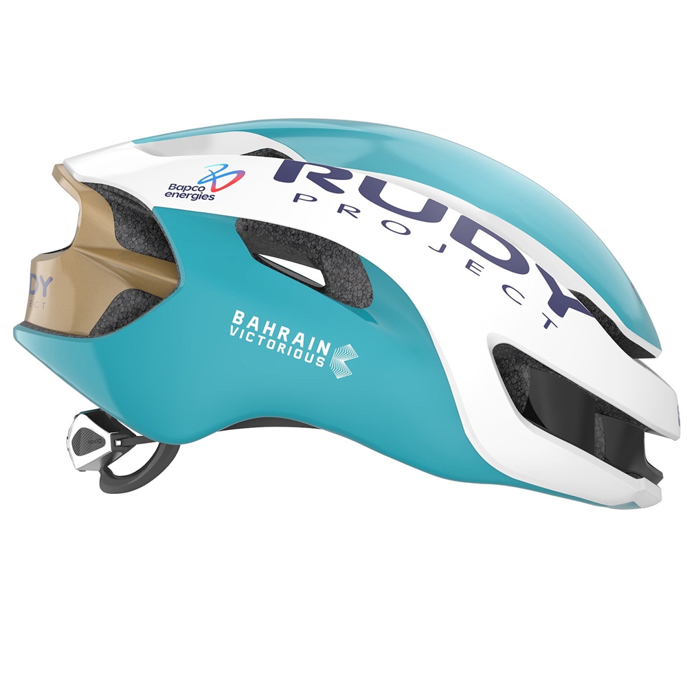 Team Bahrain Victorious Nytron Road Helmet - White/Shiny Teal