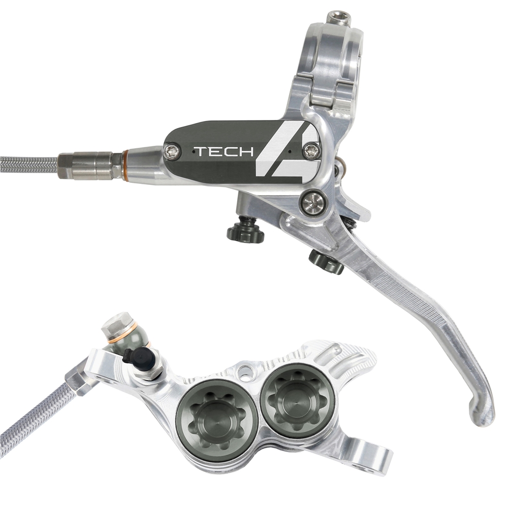 Tech 4 V4 Hydraulic Disc Brake - Braided Hose - Left-Hand/Rear (No Rotor)