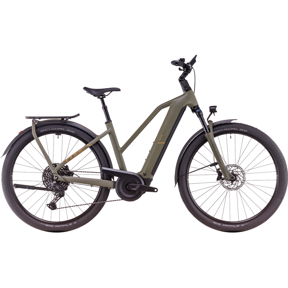 Kathmandu Hybrid Pro 800 Trapeze Electric Hybrid Bike - Dusty Olive/Gold (2025)
