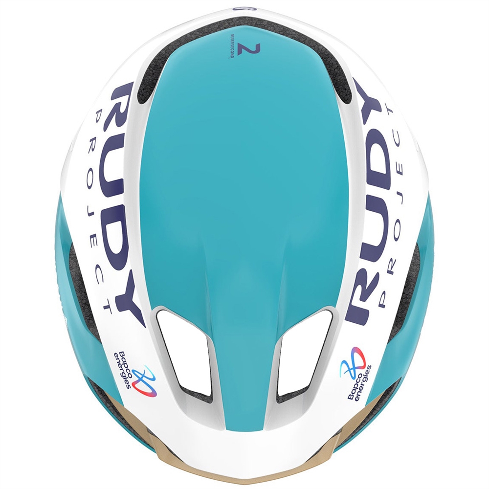 Team Bahrain Victorious Nytron Road Helmet - White/Shiny Teal