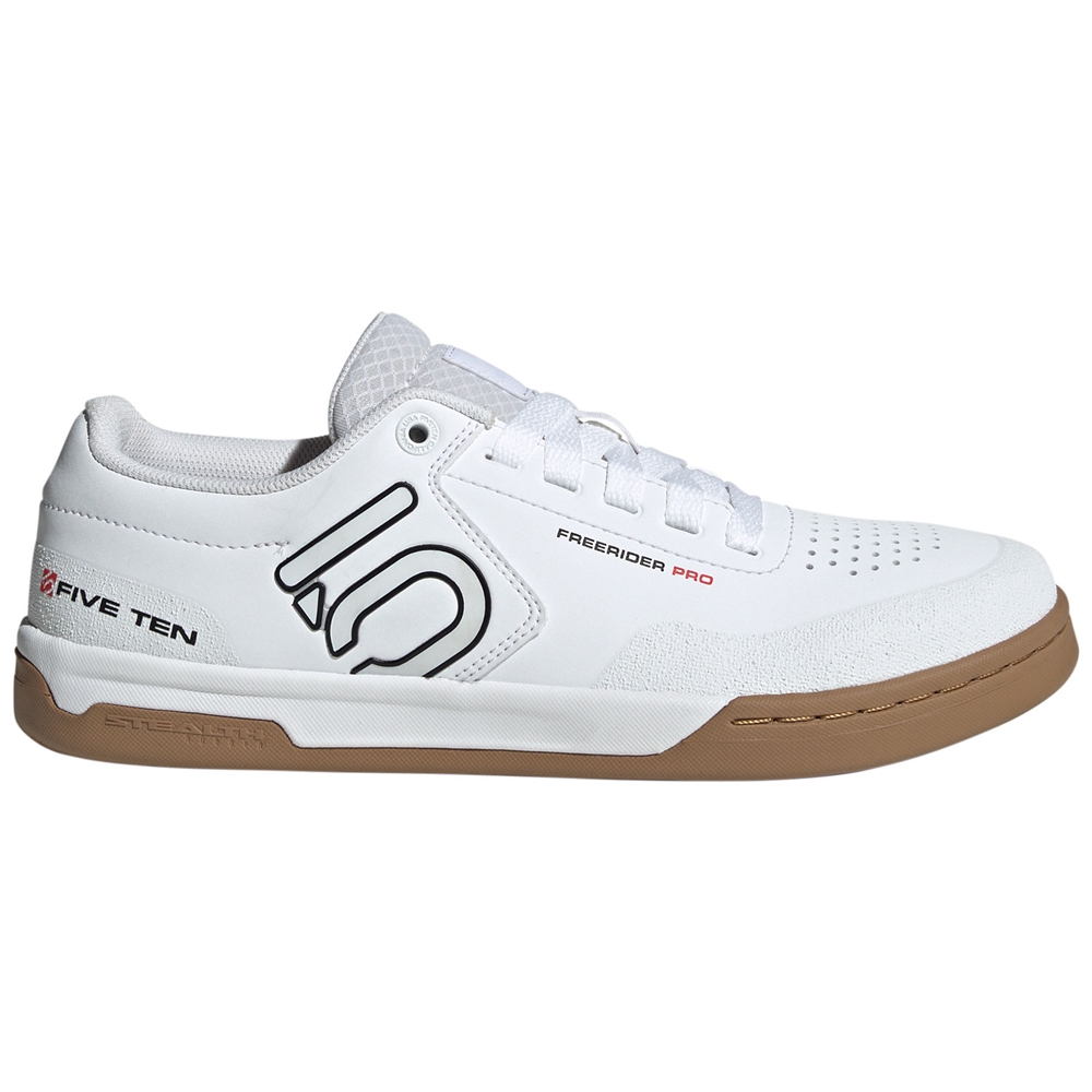 Freeride Pro Flat MTB Shoes - White/Core Black/Red