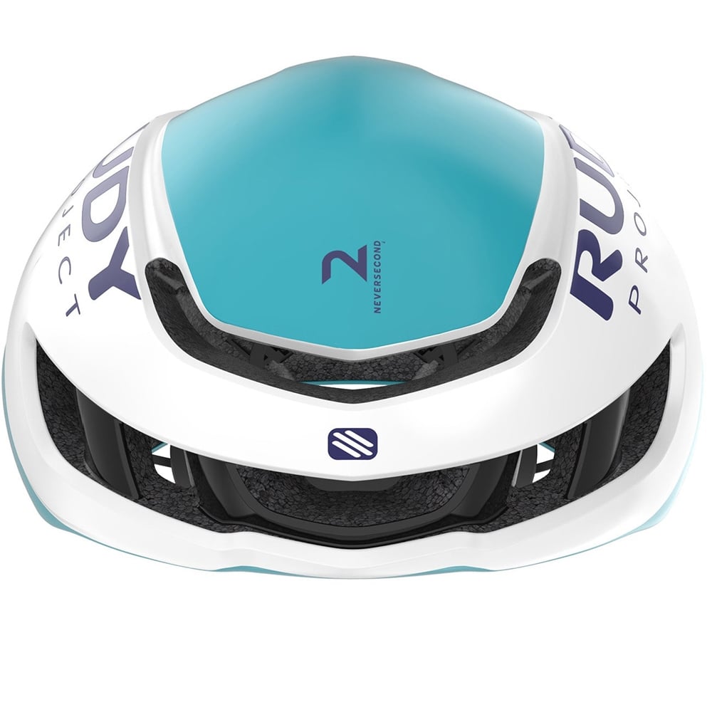 Team Bahrain Victorious Nytron Road Helmet - White/Shiny Teal