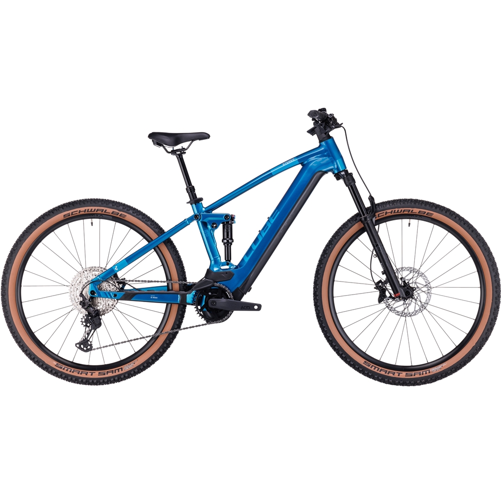 Stereo Hybrid 120 SLX 750 Electric Full Suspension Mountain Bike - Electric Blue/Chrome (2024)