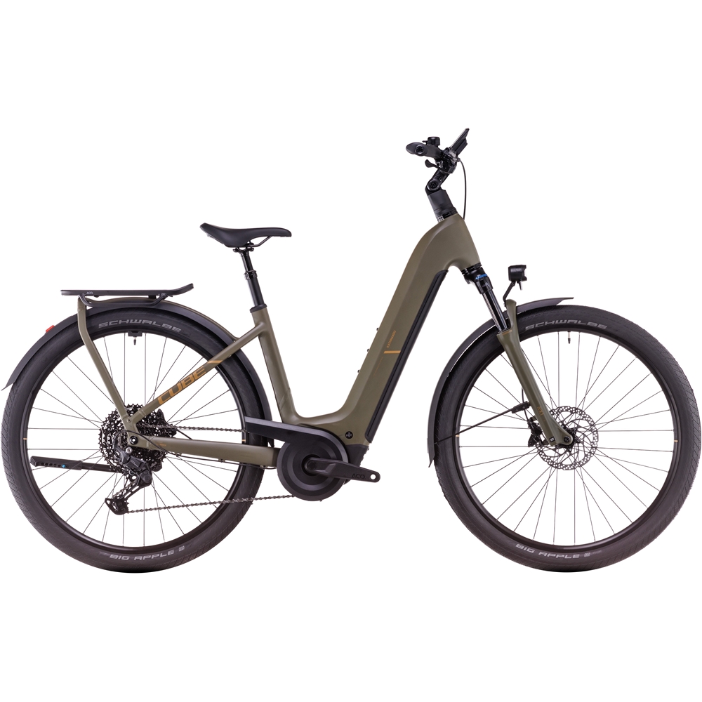 Kathmandu Hybrid Pro 800 Easy-Entry Electric Hybrid Bike - Dusty Olive/Gold (2025)
