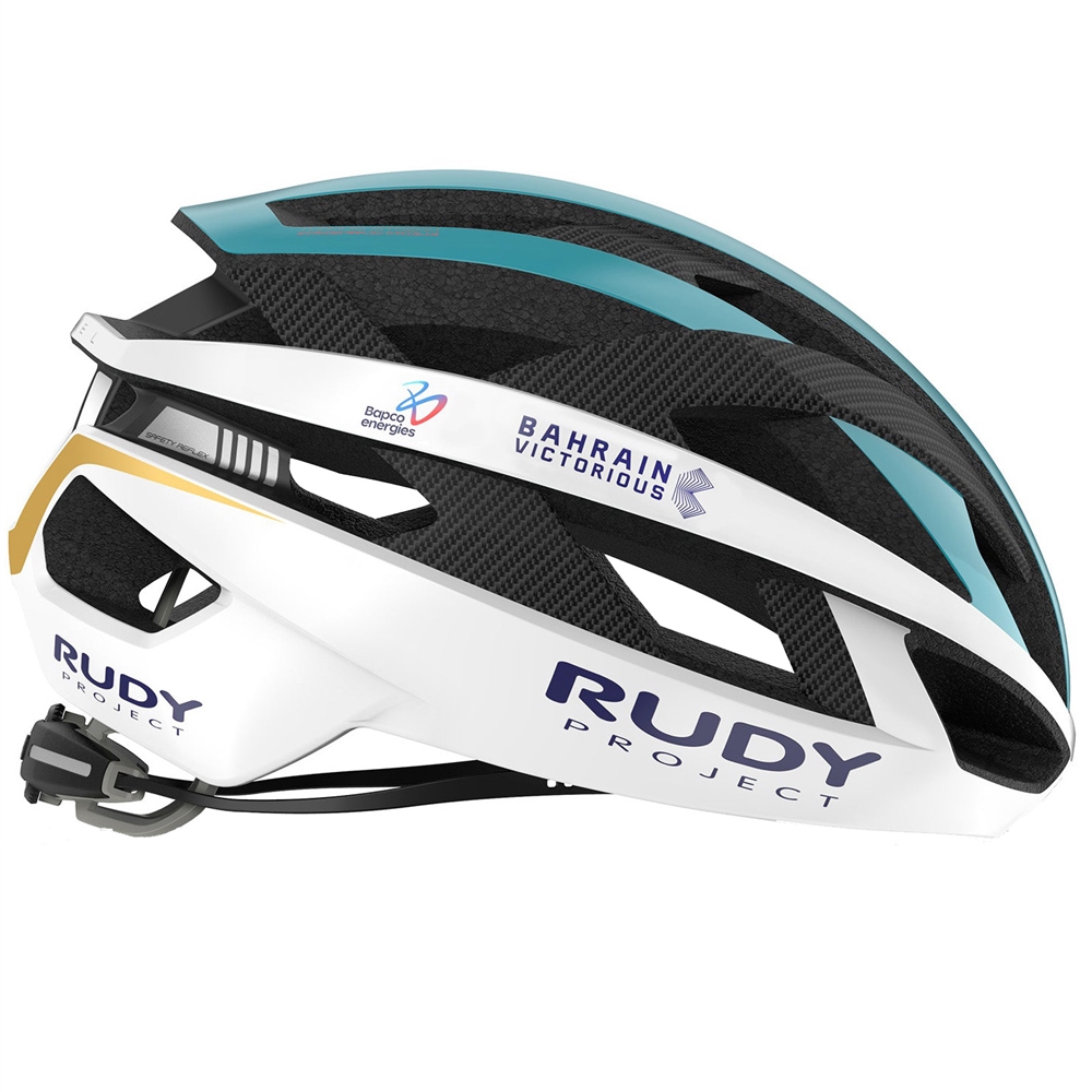 Team Bahrain Victorious Rebel Road Helmet - White/Shiny Teal