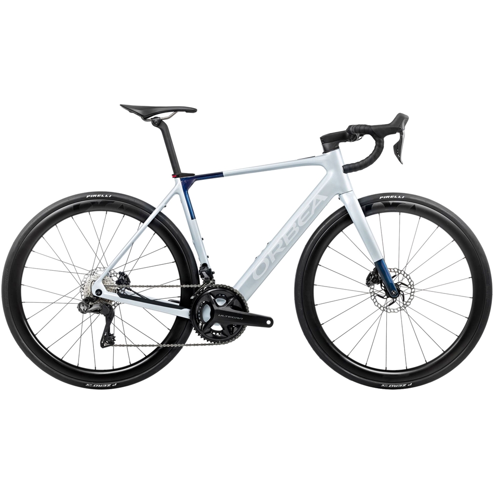 Gain M20i Electric Road Bike - Halo Silver/Blue Carbon View (2025)