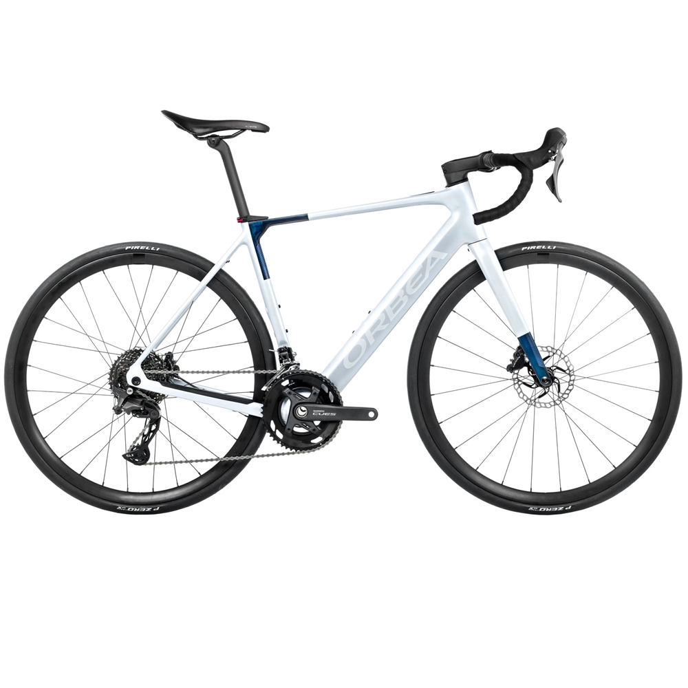 Gain M40 Electric Road Bike - Halo Silver/Blue Carbon View (2026)