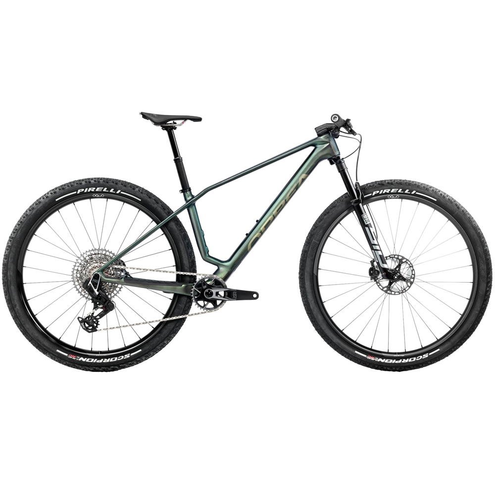 Alma M-Team AXS Hardtail Mountain Bike - Seaweed Carbon View (2025)