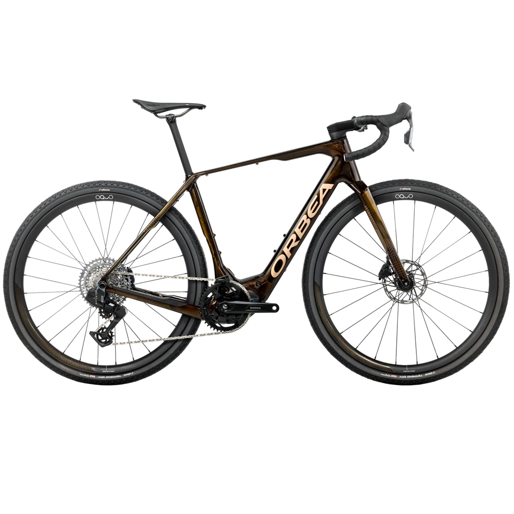 Denna M31e Electric Gravel Bike - Caramel Carbon View/Metallic Gold (2026)