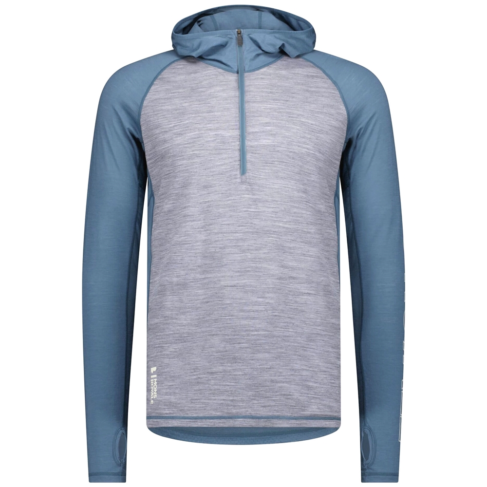 Temple Merino Long Sleeve Hoody - Grey Heather / Goblin Blue (2025)