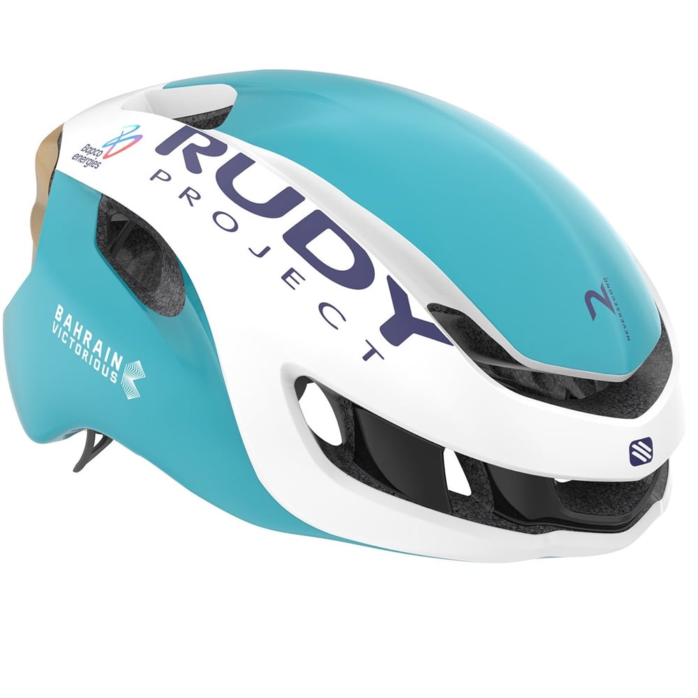 Team Bahrain Victorious Nytron Road Helmet - White/Shiny Teal